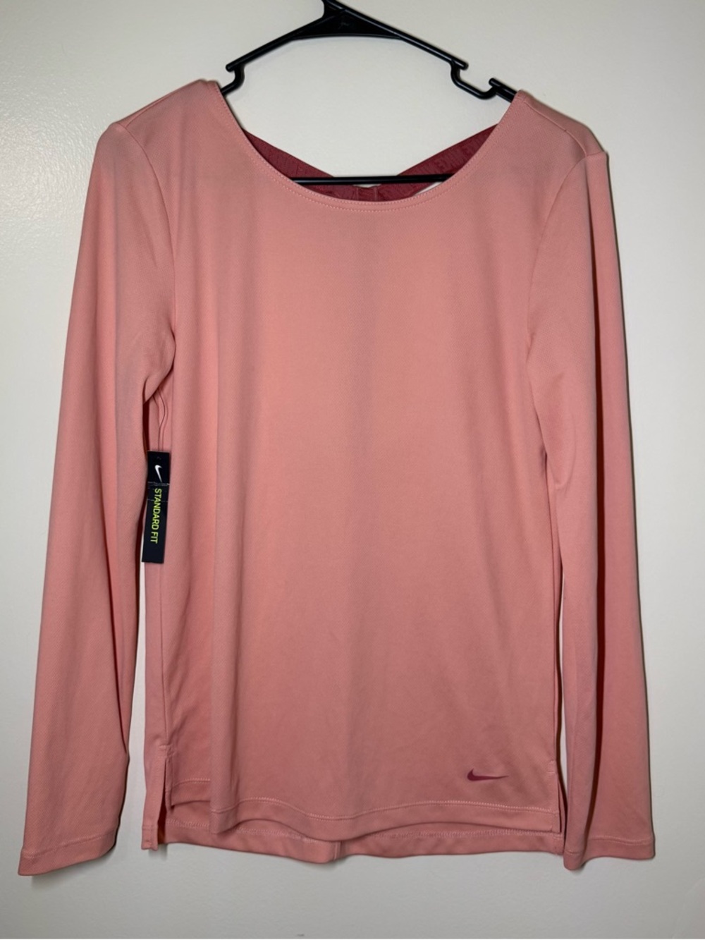 Nike Women's Coral Long Sleeve Athletic Top with Open Back